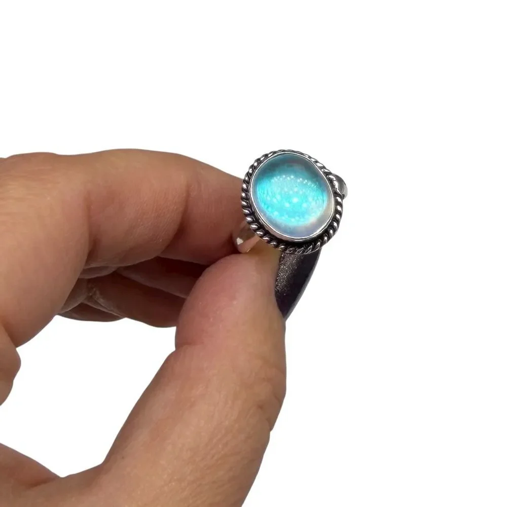 Aura Clear Quartz Ring Size 6 925 Sterling Silver Overlay